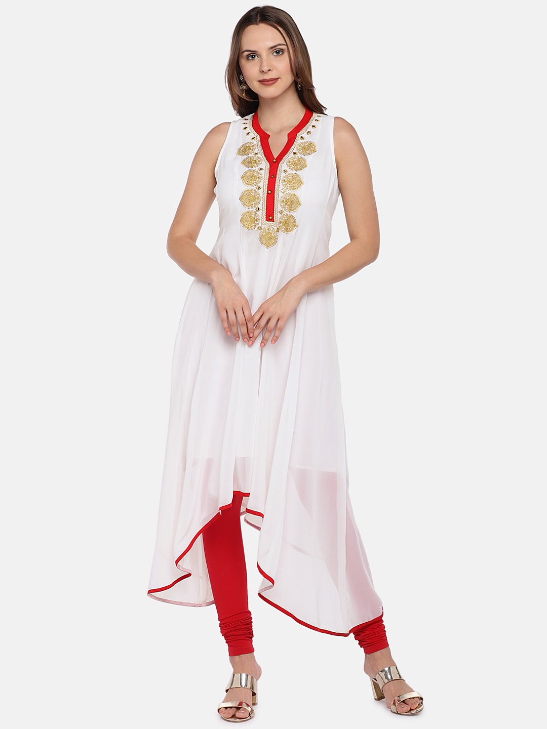 

Globus Women White Solid A-Line Kurta