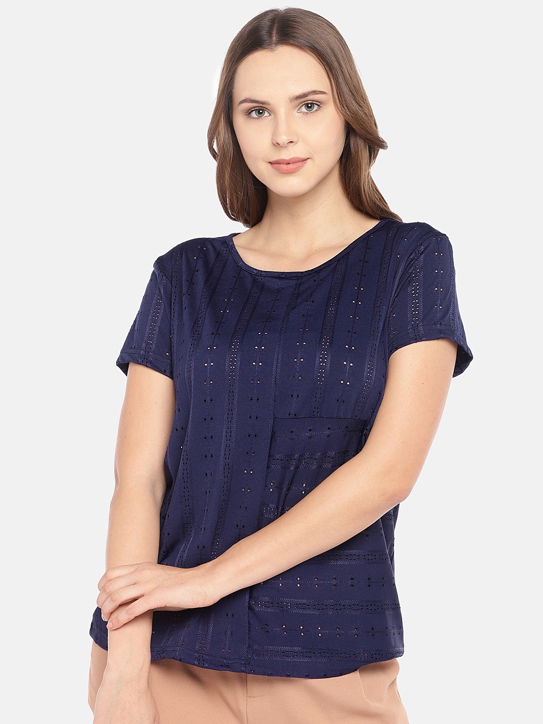 

Globus Women Blue Solid Wrap Top