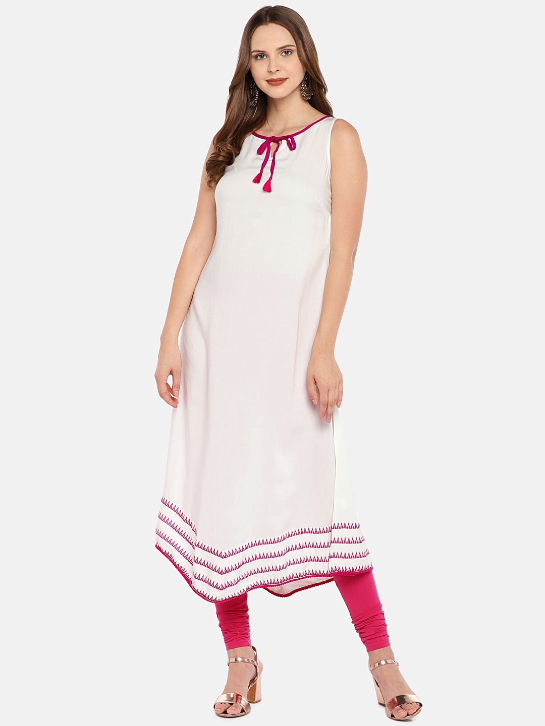 

Globus Women White Solid A-Line Kurta
