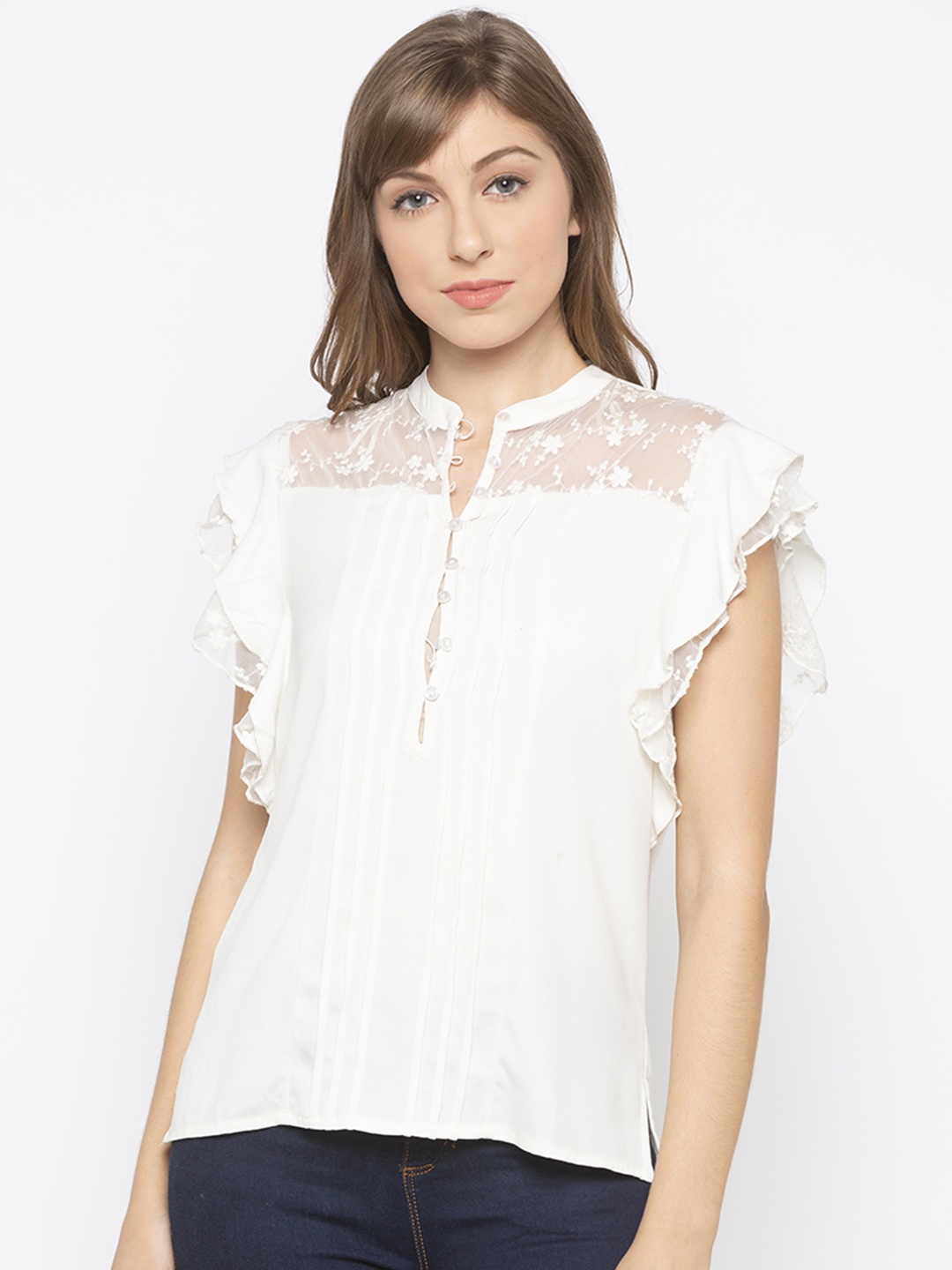 

Globus Women Off-White Self Design Top