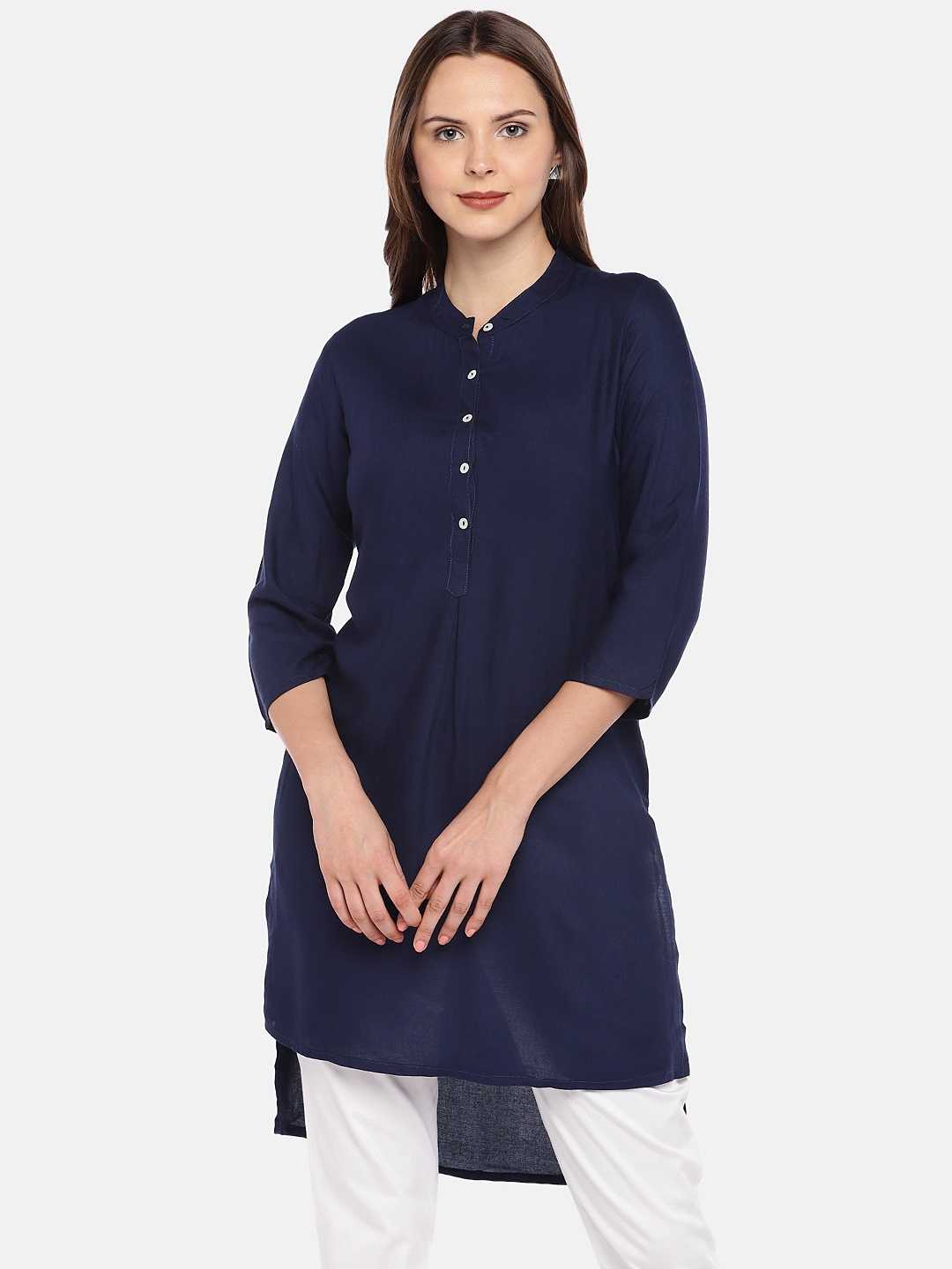

Globus Women Navy Blue Solid Straight Kurta