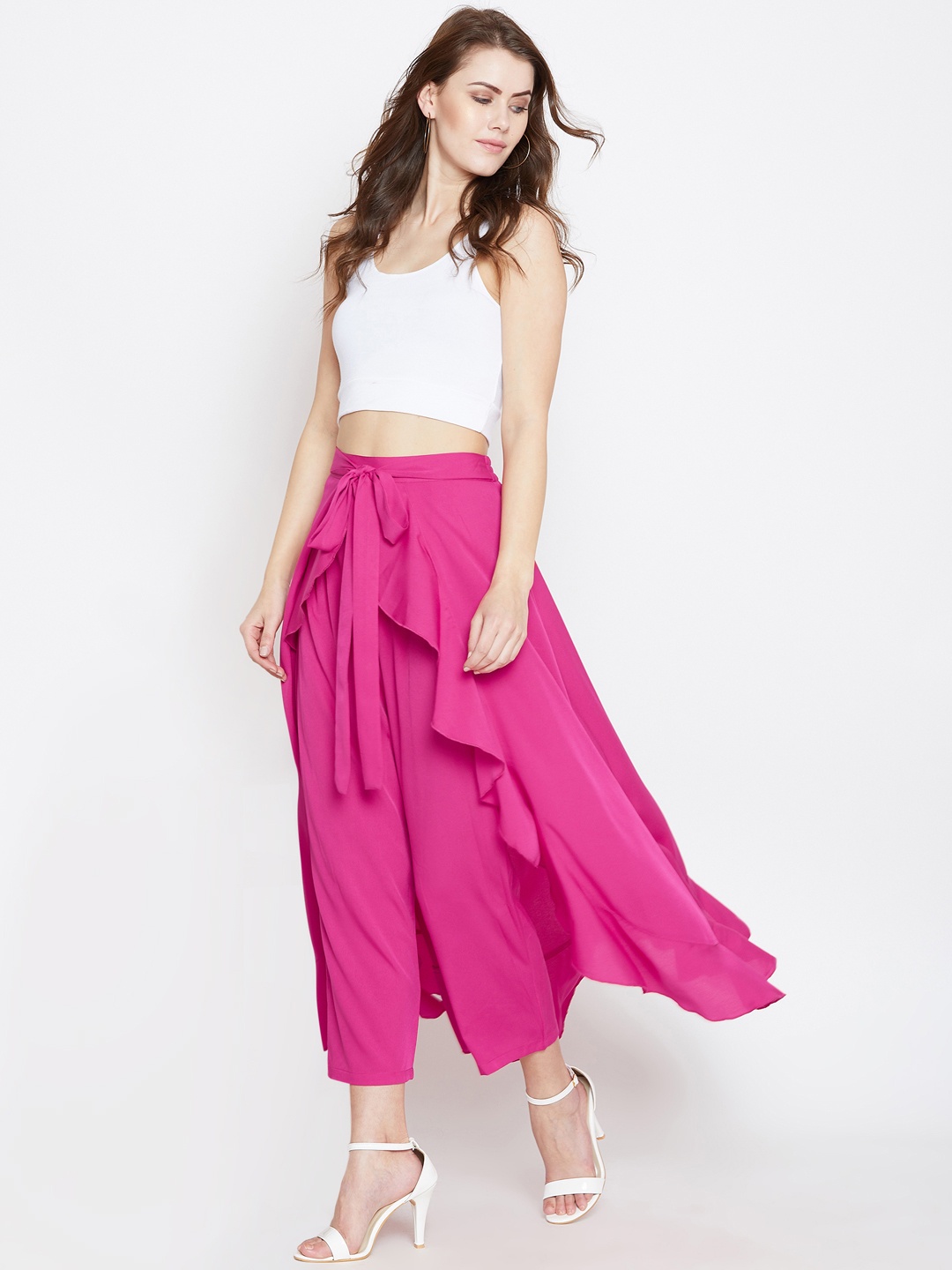 

Berrylush Women Pink Falred Maxi Skirt