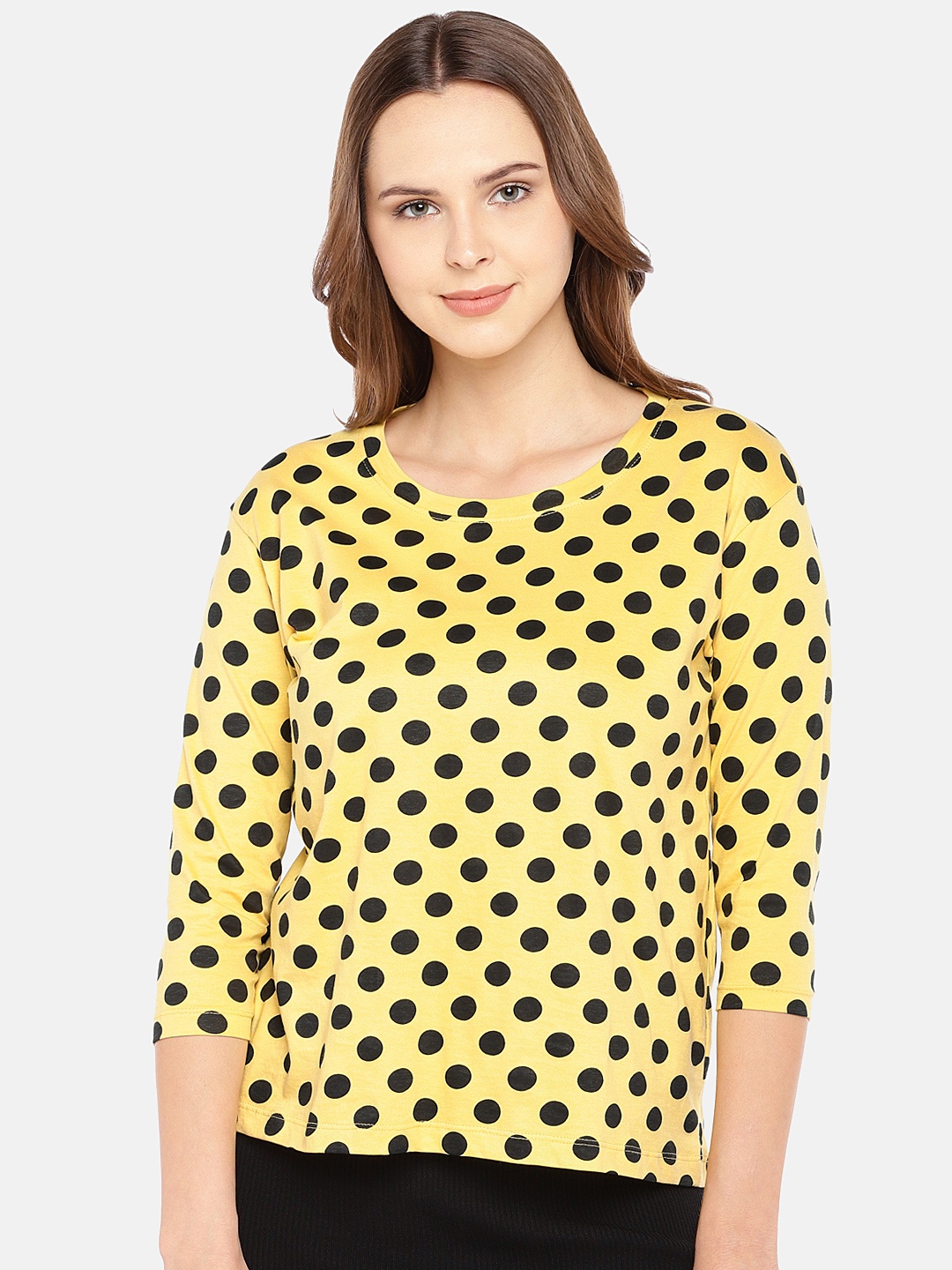 

Globus Women Yellow Printed Pure Cotton Top