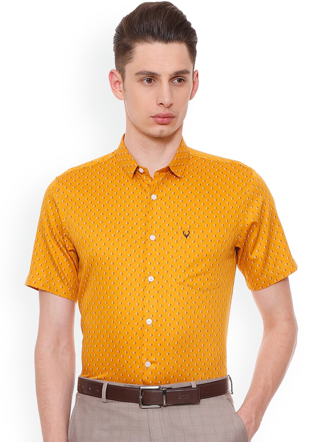 

Allen Solly Men Yellow Slim Fit Printed Formal Shirt