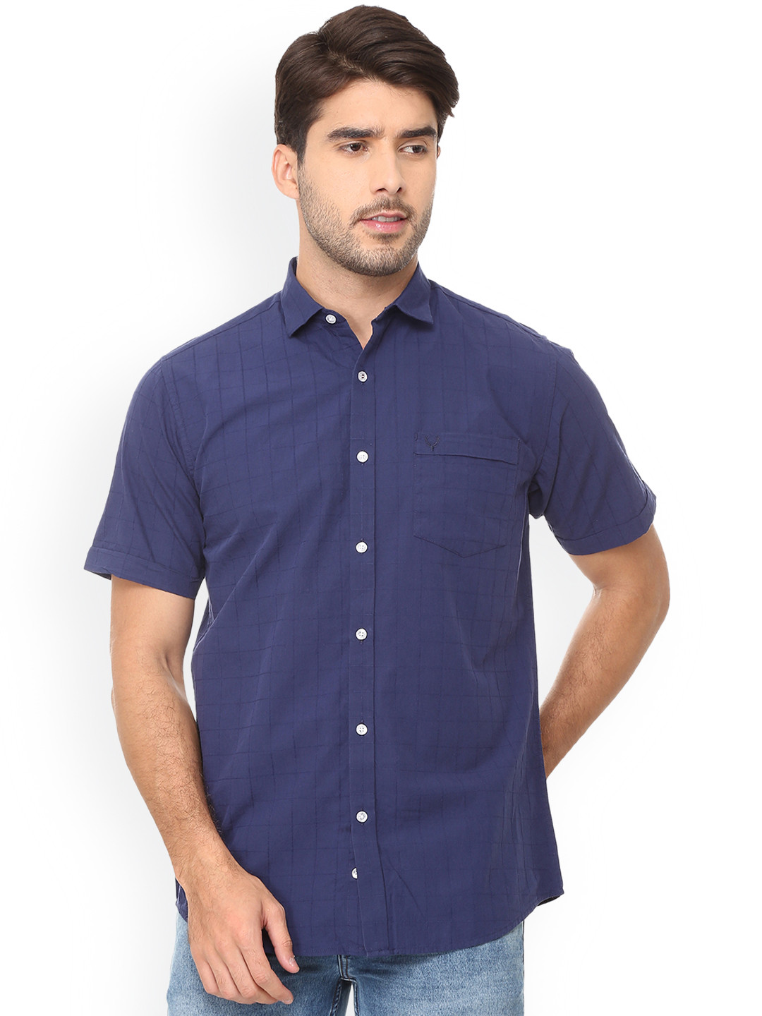 

Allen Solly Men Blue Slim Fit Checked Casual Shirt
