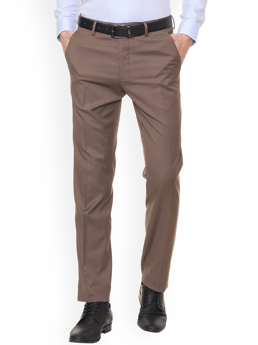 

Van Heusen Men Brown Slim Fit Solid Formal Trousers