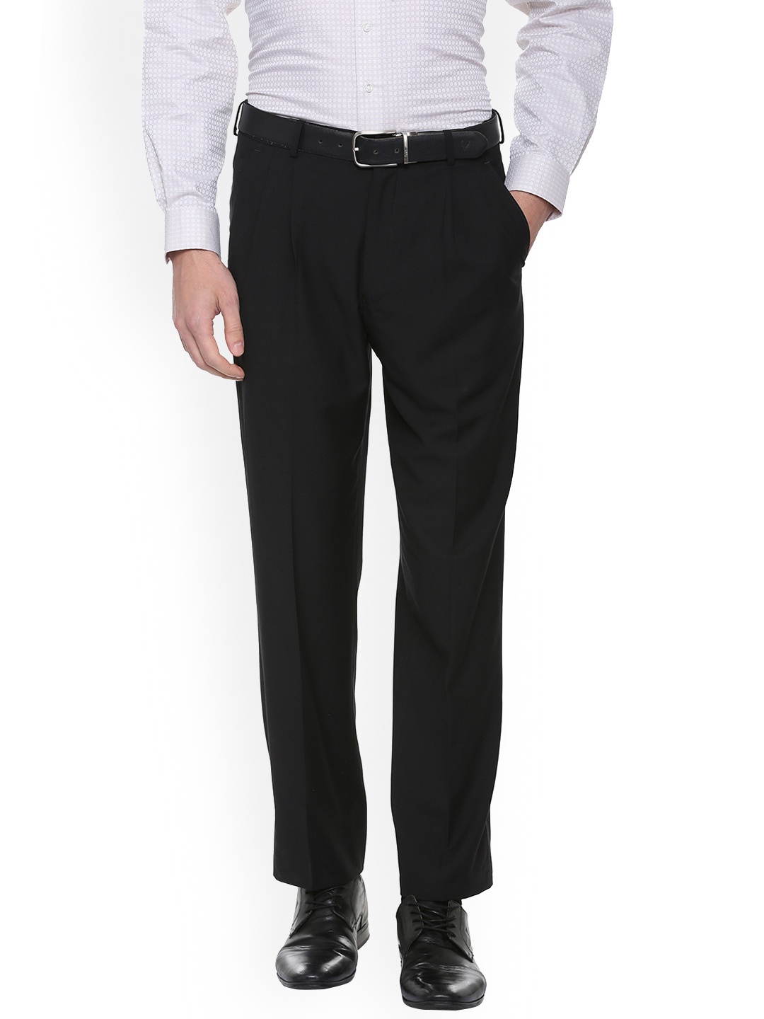 

Louis Philippe Men Black Regular Fit Solid Formal Trousers