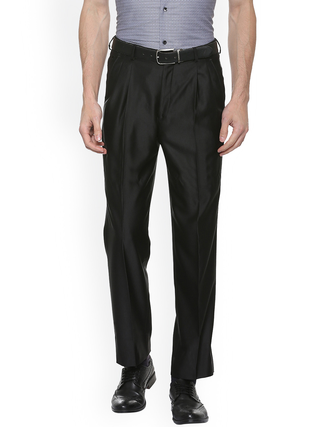 

Louis Philippe Men Black Regular Fit Solid Formal Trousers