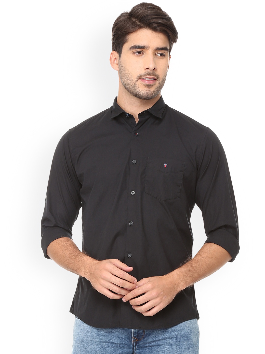 

Louis Philippe Men Black Slim Fit Solid Casual Shirt