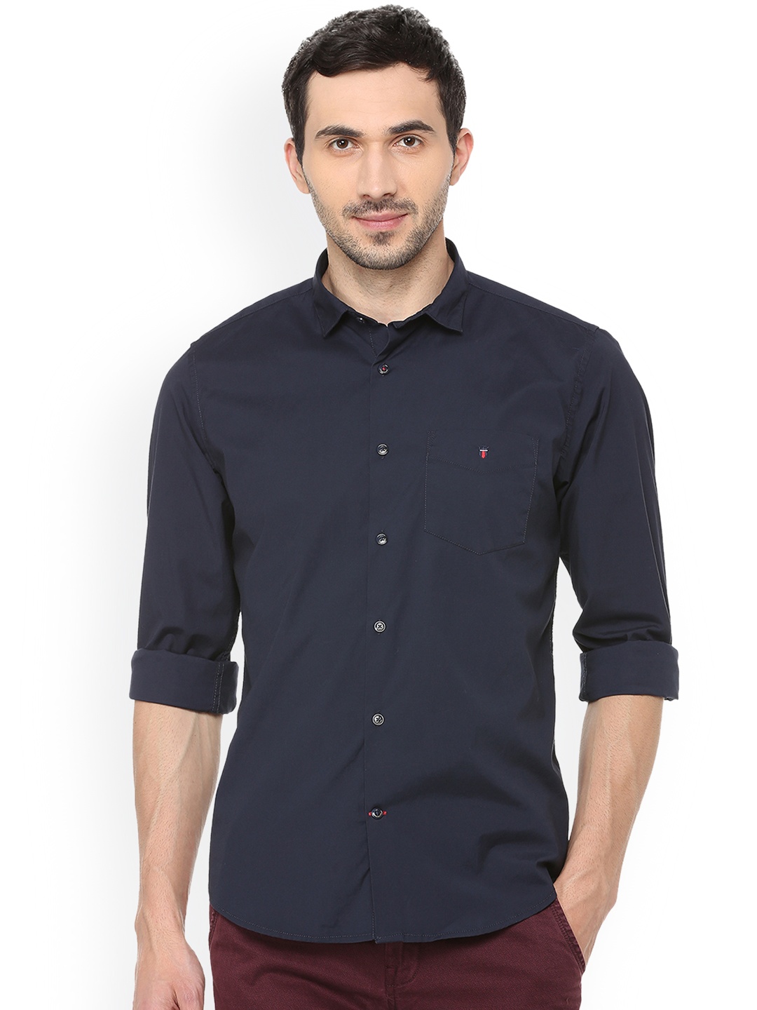 

Louis Philippe Men Navy Blue Slim Fit Solid Casual Shirt