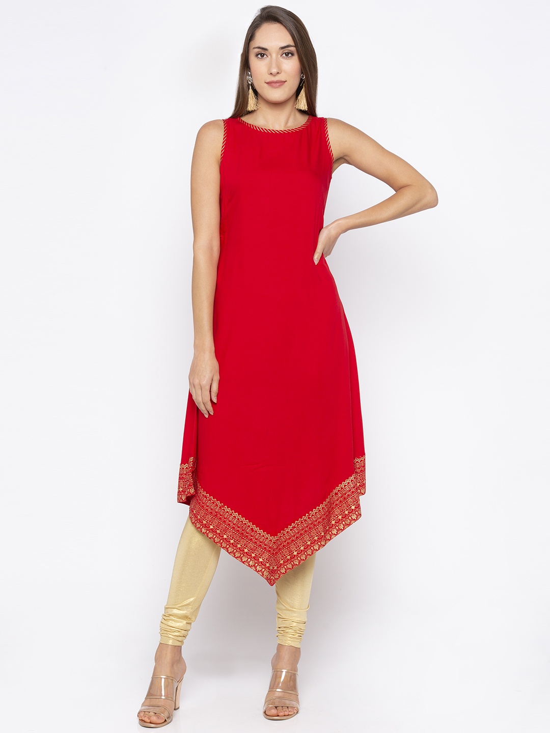 

Globus Women Red Solid A-Line Kurta