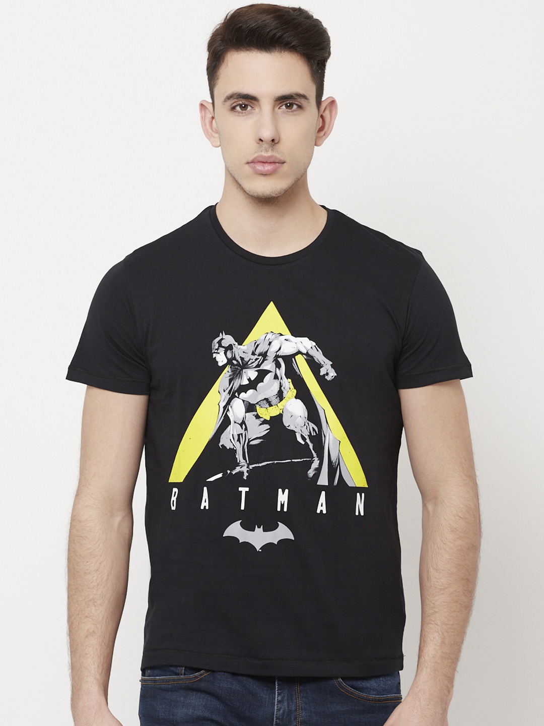 

Free Authority Men Black Batman Printed Pure Cotton T-shirt