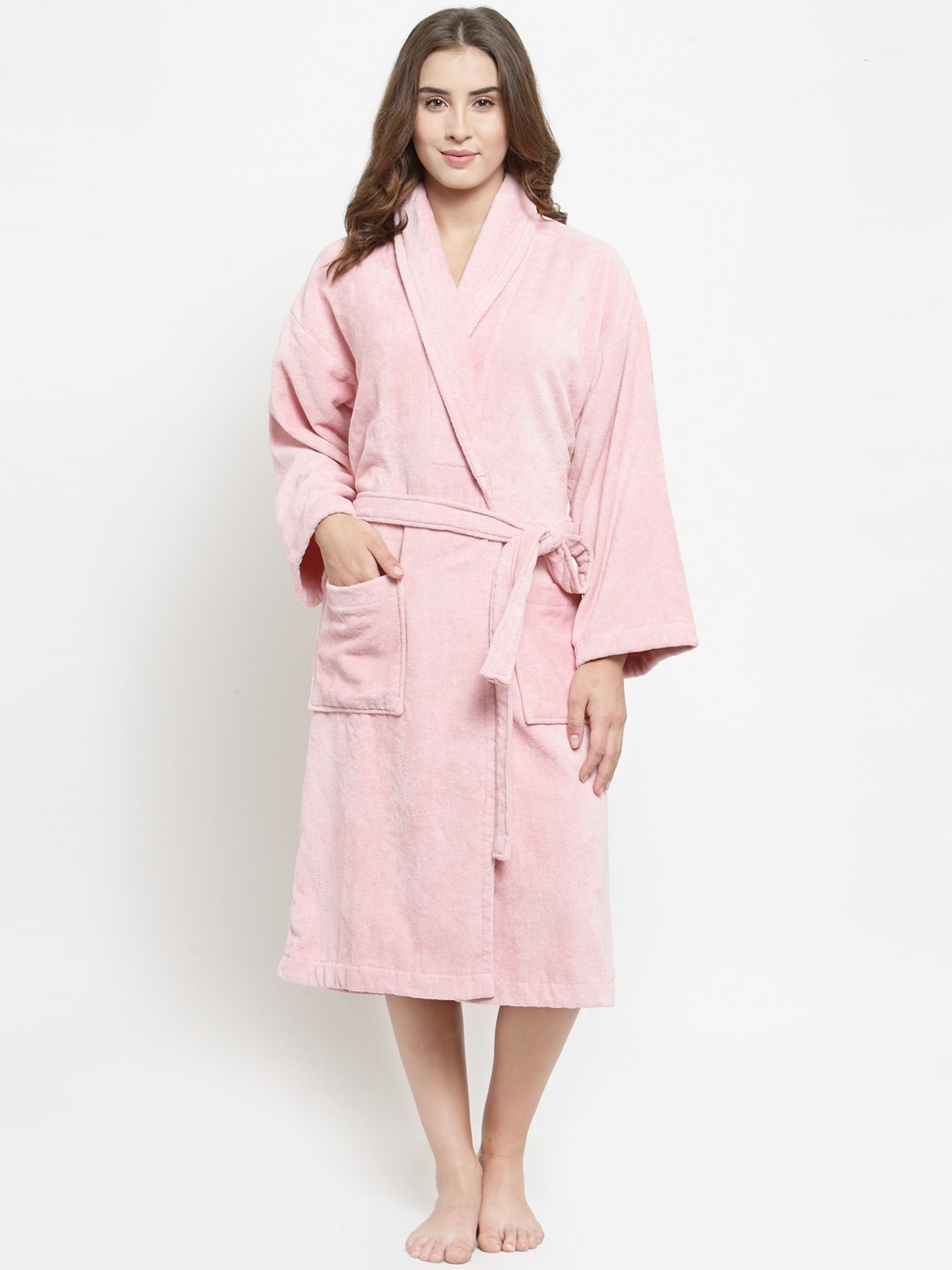 

MYTRIDENT Women Pink Solid Bath Robe