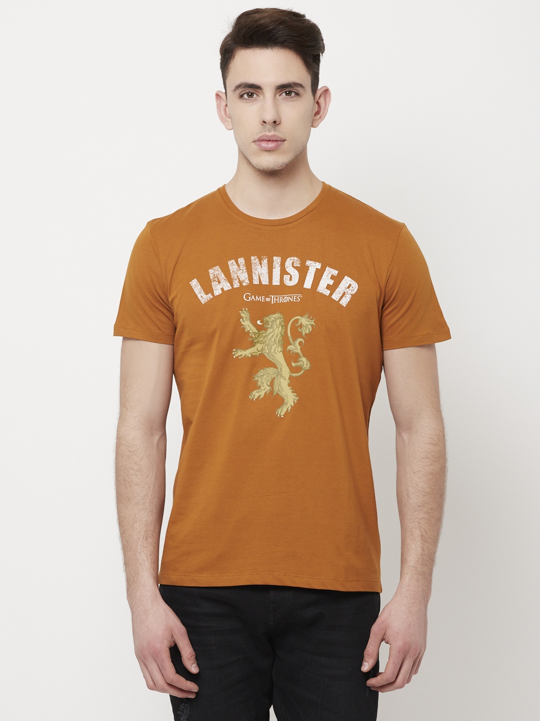 

Free Authority Men Rust Orange Game of Thrones Printed T-shirt