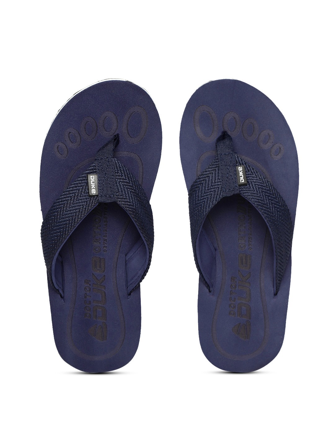 

Duke Men Navy Blue Self Design Thong Flip-Flops