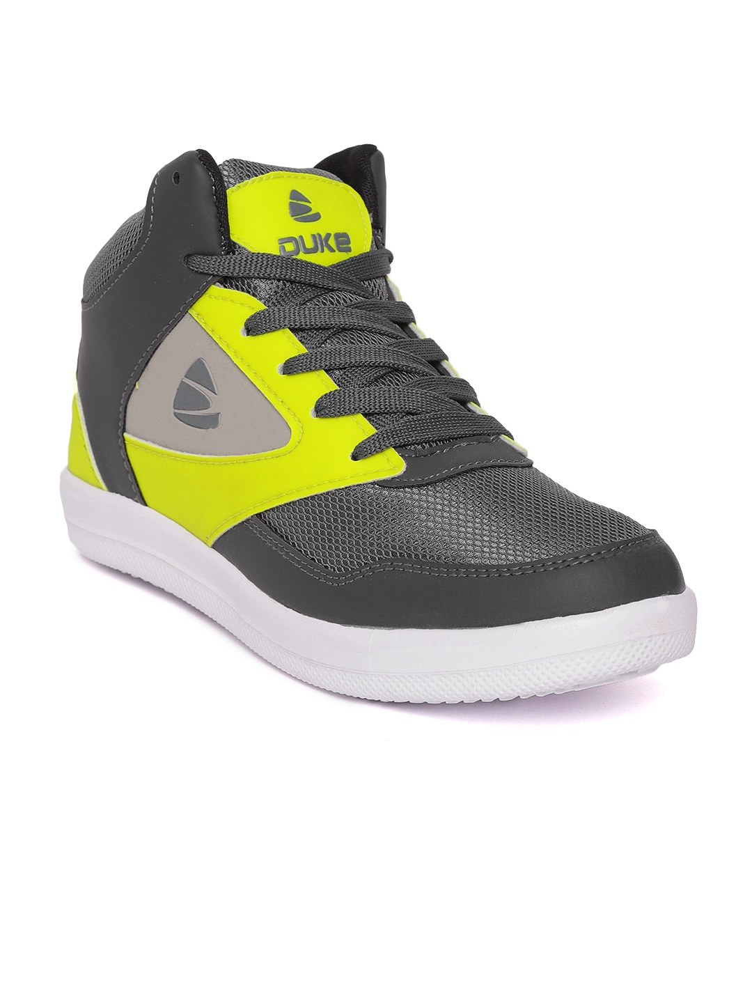 

Duke Men Grey & Lime Green Walking Shoes