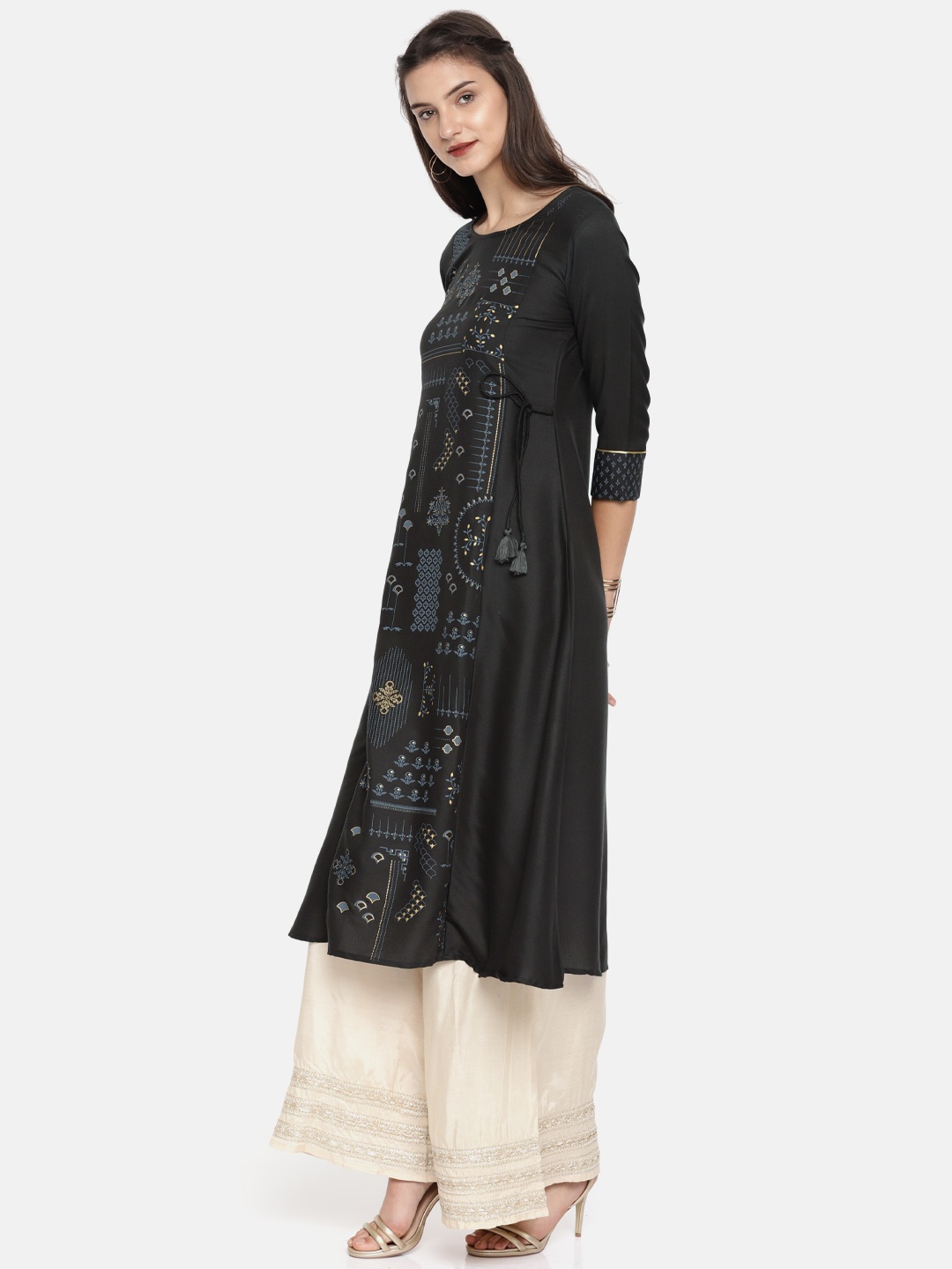 

Span Women Grey Printed A-Line Kurta