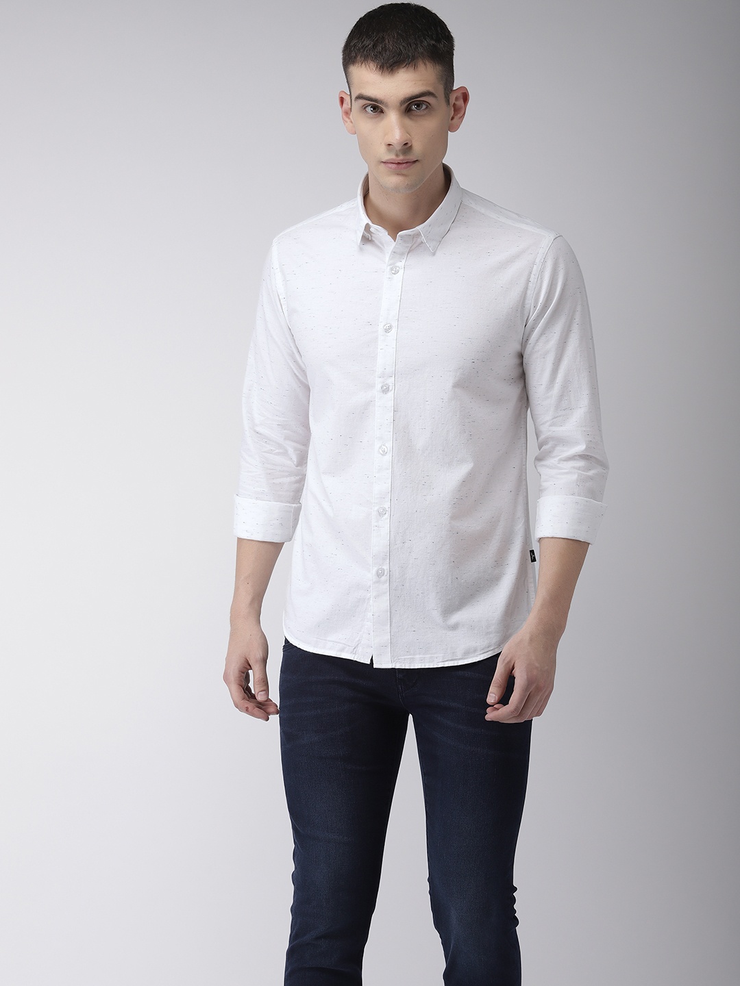 

Flying Machine Men White Slim Fit Solid Casual Shirt