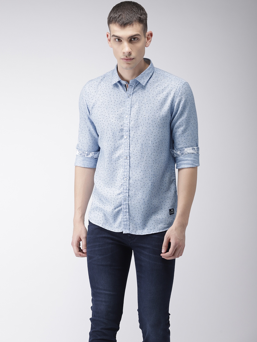 

Flying Machine Men Blue Regular Fit Solid Casual Shirt