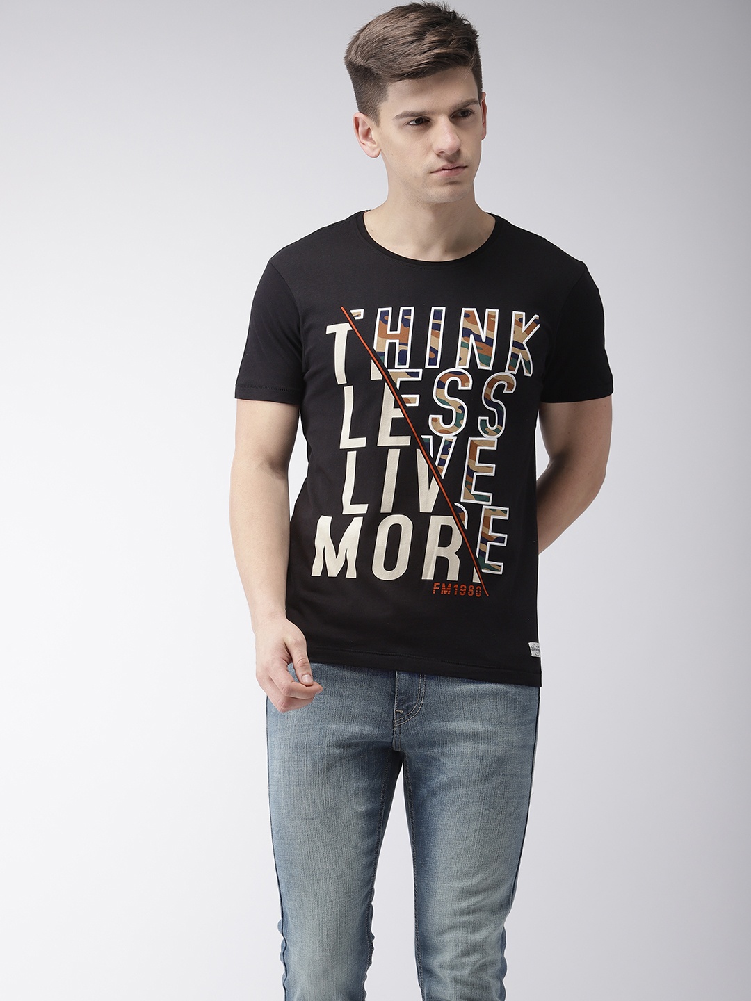 

Flying Machine Men Black Printed T-shirt