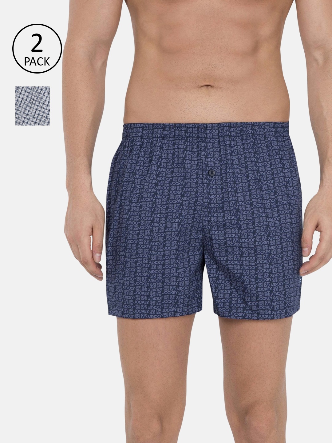 Jockey Men Pack of 2 Assorted Printed Pure Cotton Boxers 8222-0205