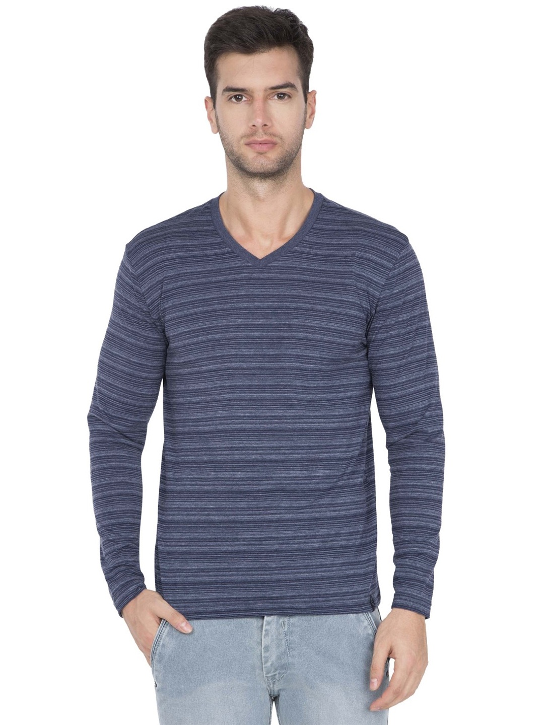 

Jockey Men Blue Striped V-Neck T-shirt