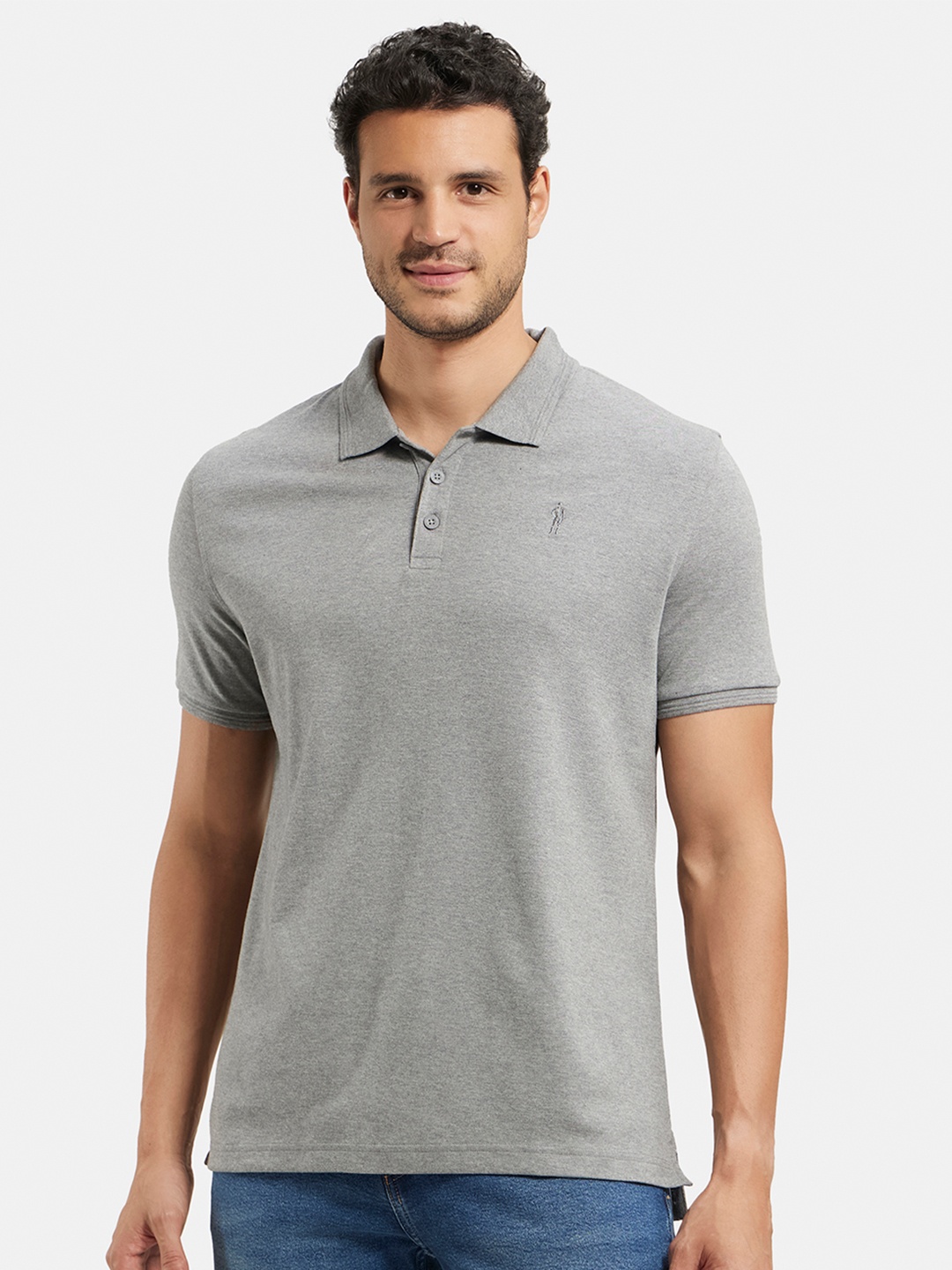 

Jockey Super Combed Cotton Rich Solid Half Sleeve Polo T-shirt-3912, Grey