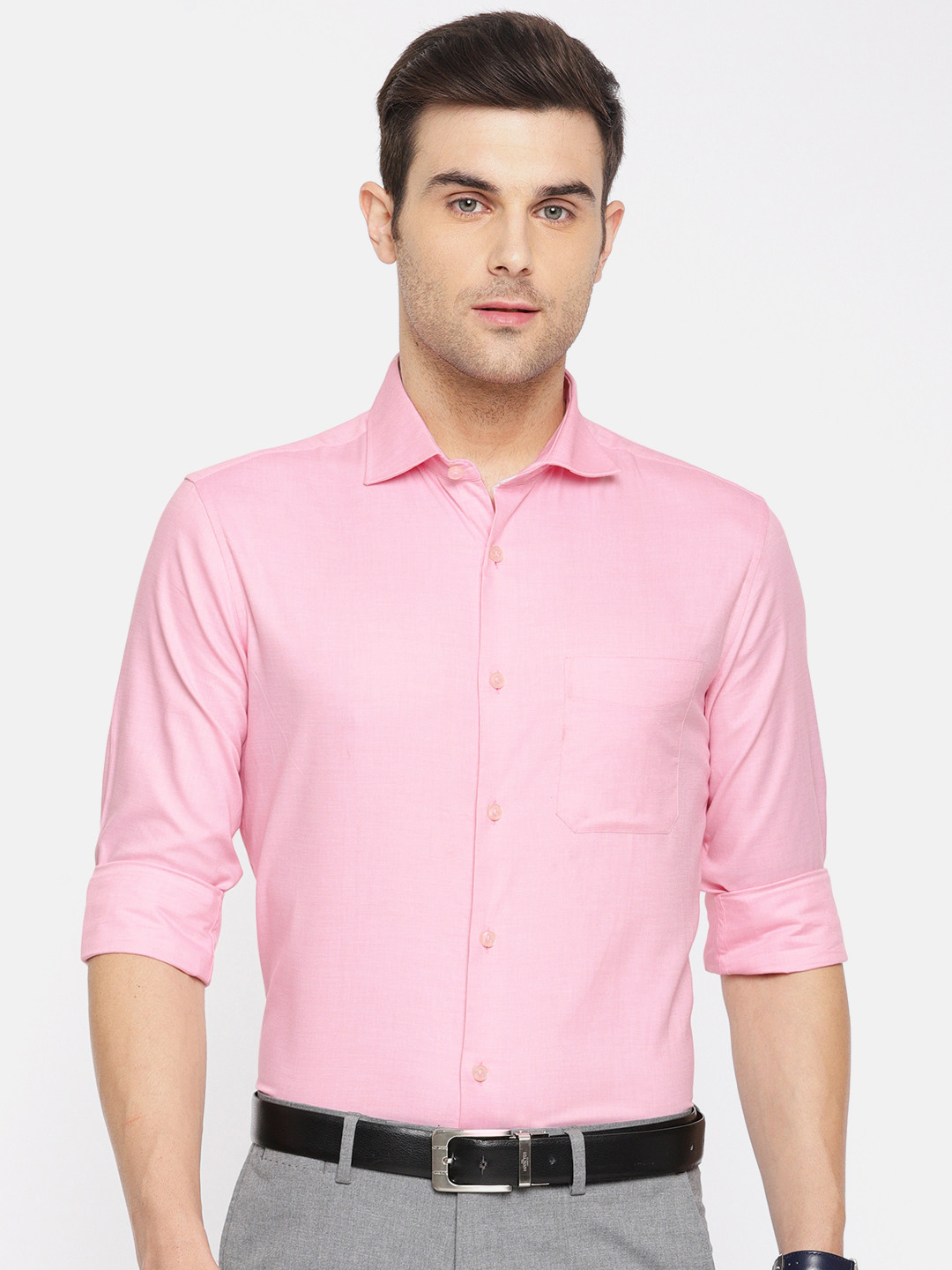 

U.S. Polo Assn. Men Pink Tailored Fit Solid Formal Shirt