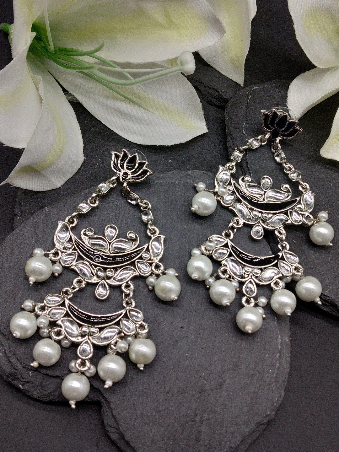 

Fida Silver-Toned Classic Drop Earrings