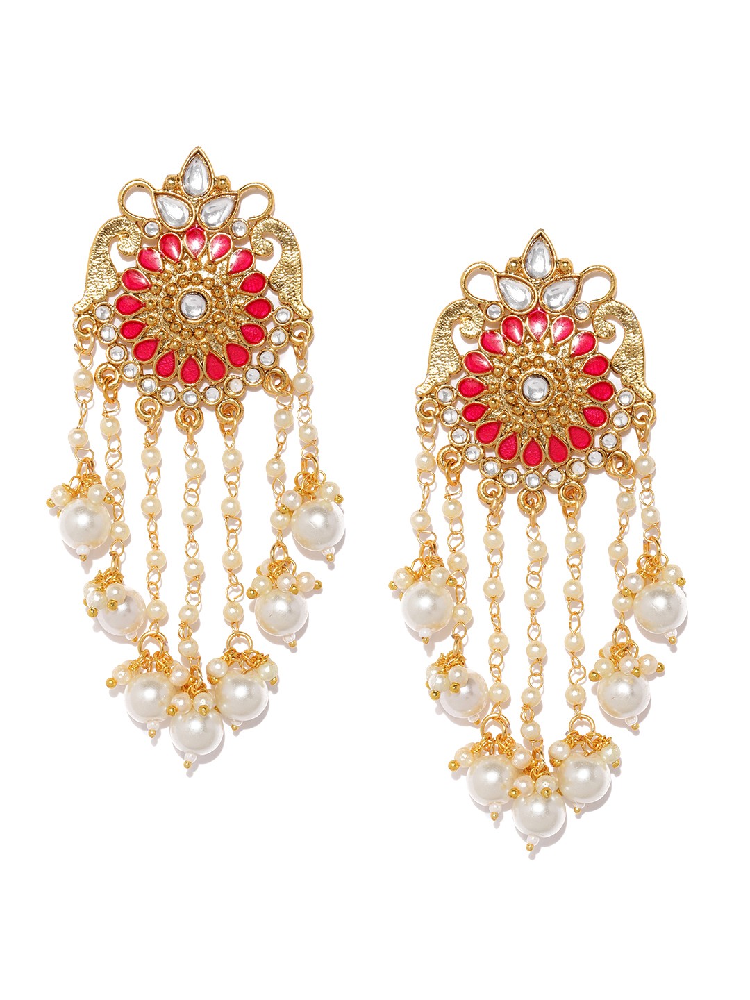 

Fida Pink & Gold-Toned Classic Drop Earrings