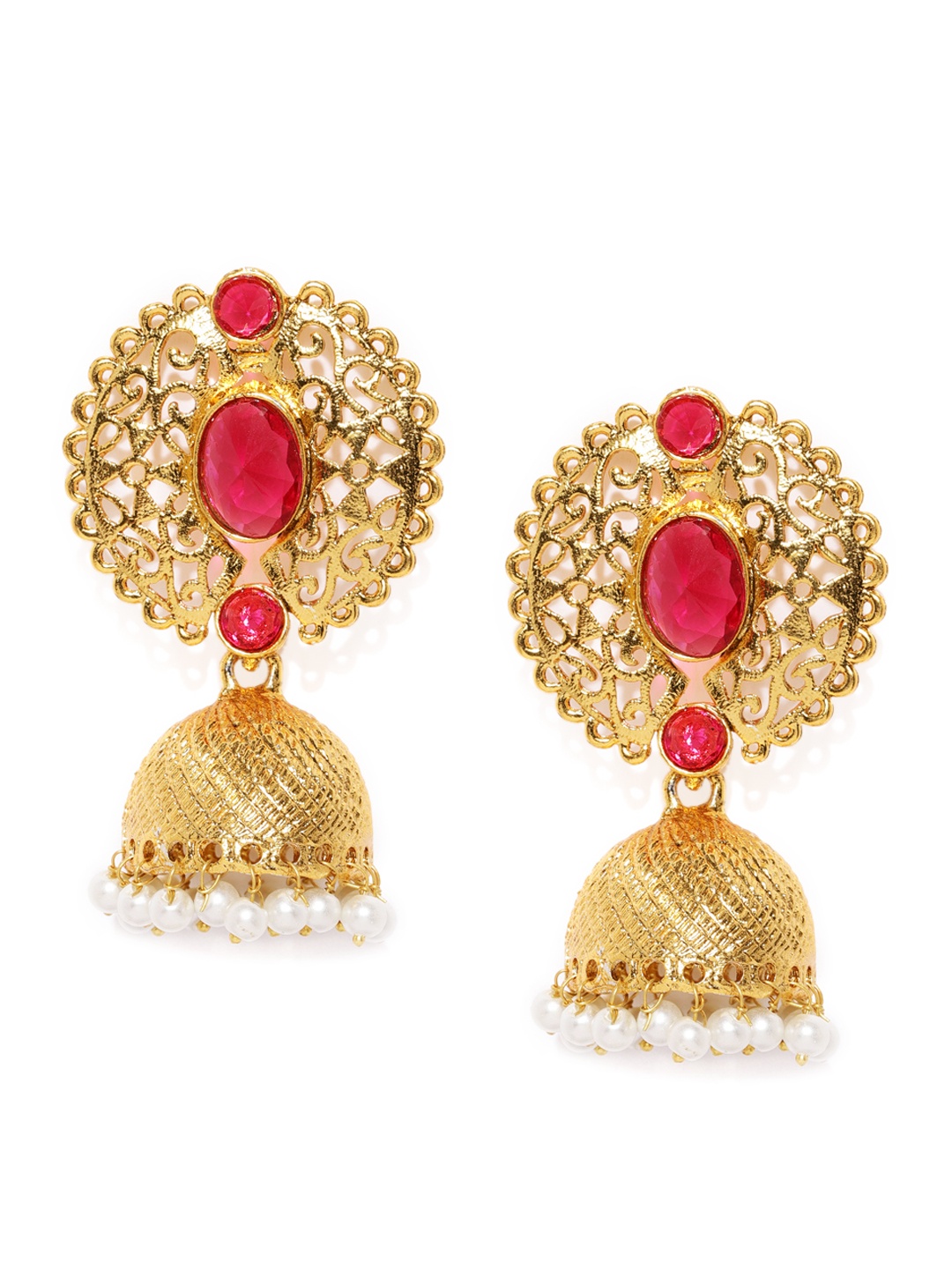 

Fida Pink & Gold-Toned Dome Shaped Jhumkas