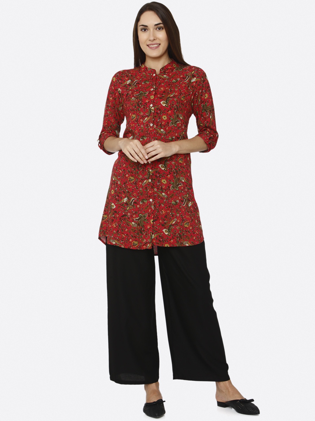 

shiloh Women Red & Black Printed Kurti with Palazzos
