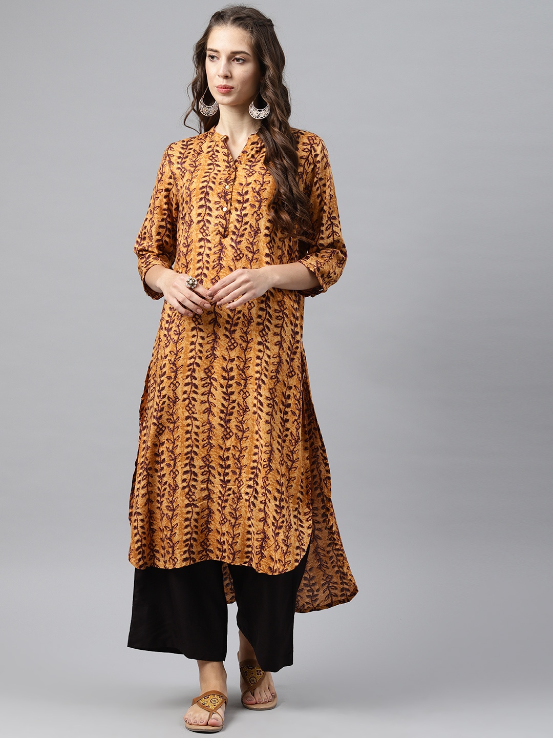 

Alena Women Brown Printed Straight Kurta