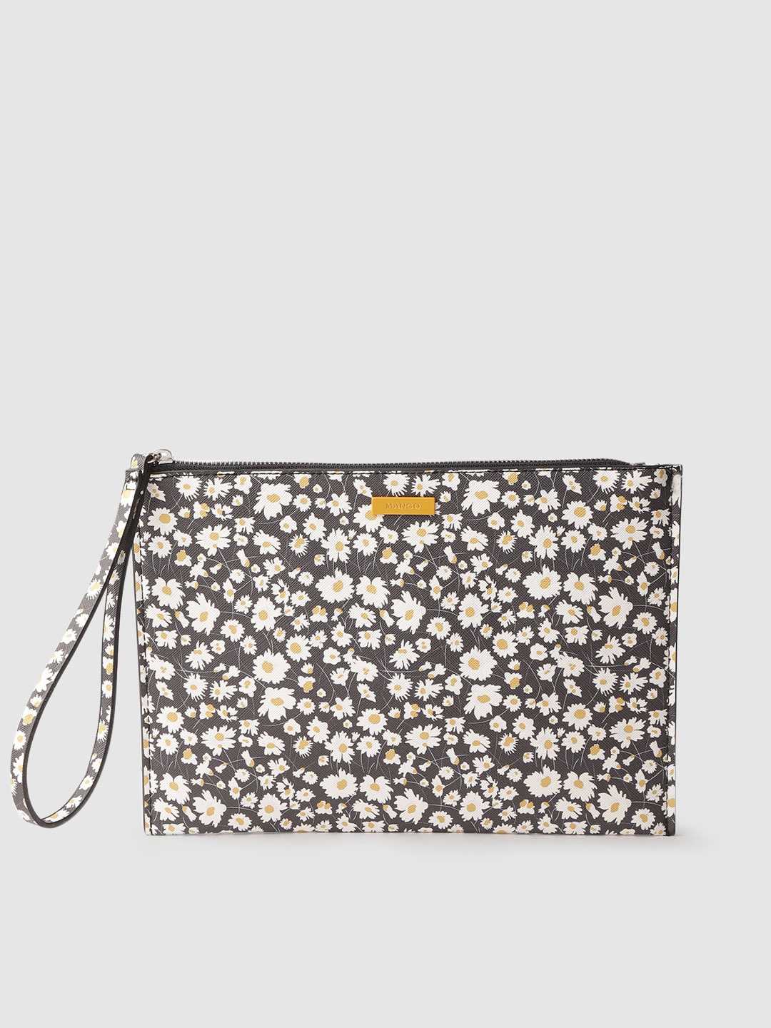 

MANGO Women Black & White Floral Print Cosmetic Pouch