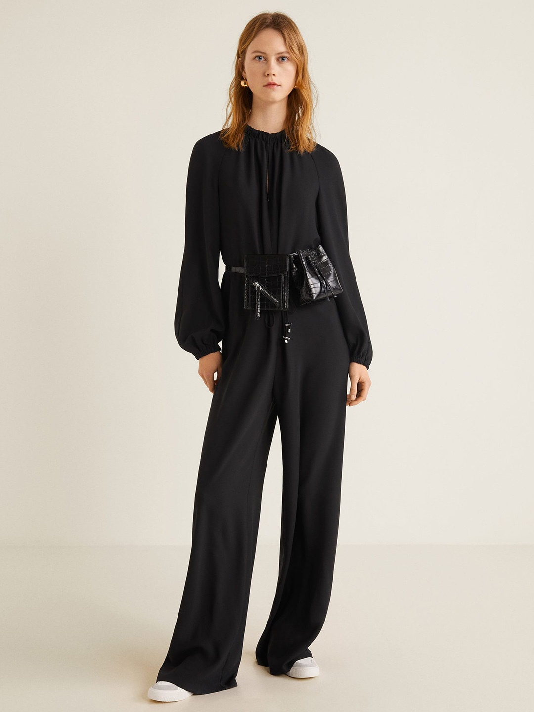 

MANGO Women Black Solid Basic Jumpsuit