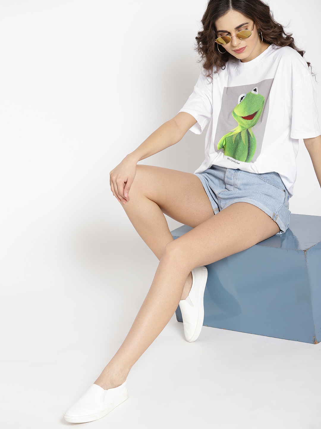 

MANGO Women White Printed Round Neck T-shirt
