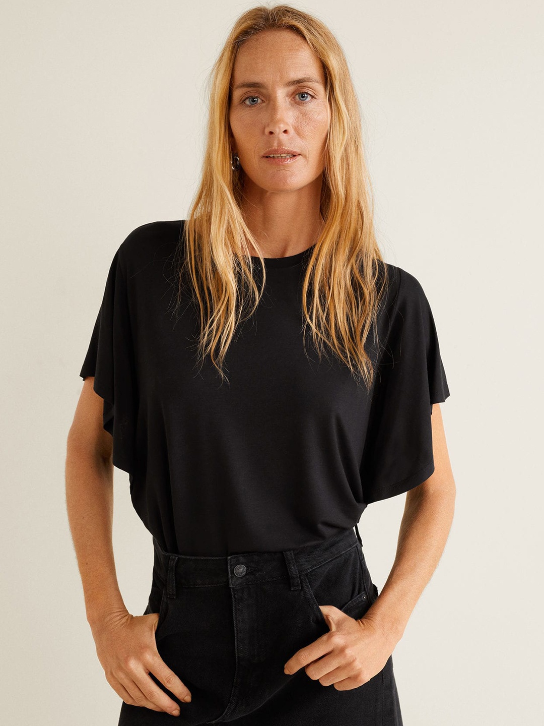 

MANGO Women Black Solid Top