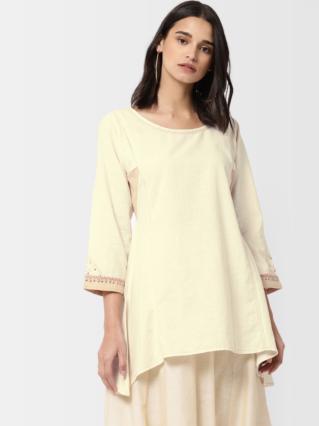 

Fabindia Off-White Solid Tunic