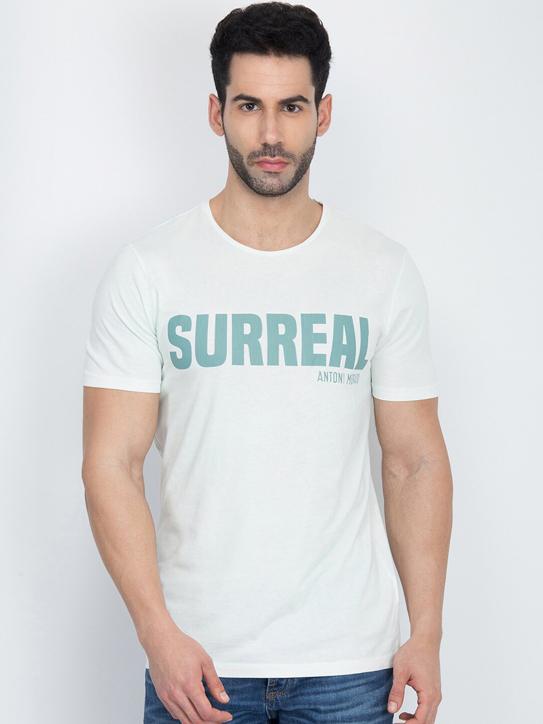 

Antony Morato Men White Printed Round Neck T-shirt