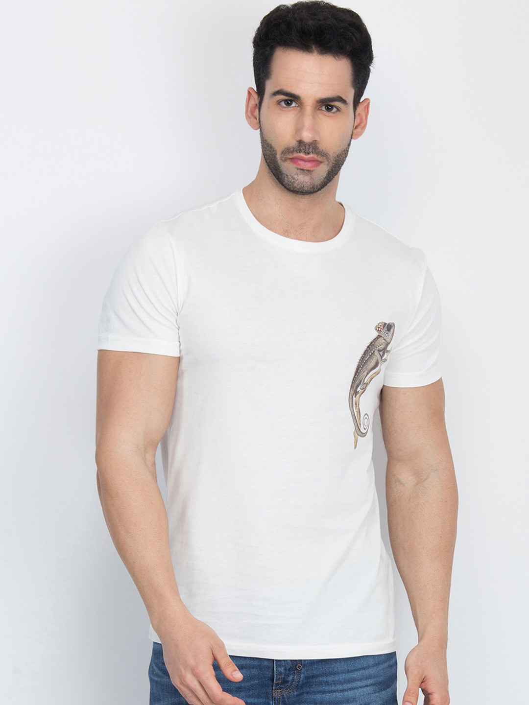 

Antony Morato Men White Printed Round Neck T-shirt