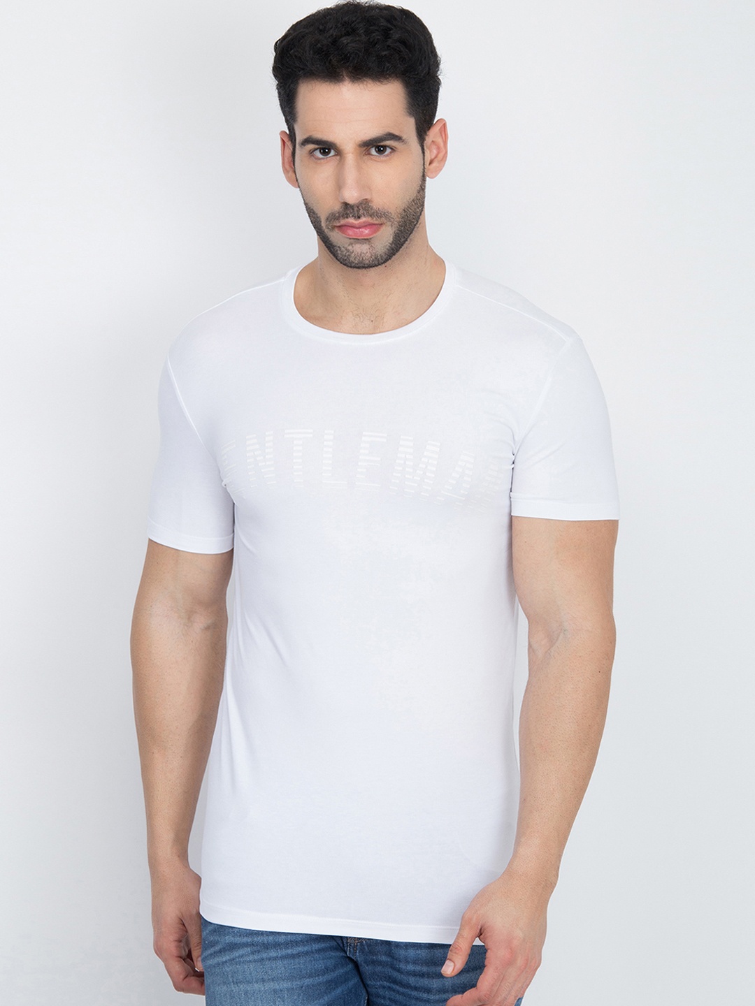 

Antony Morato Men White Printed Round Neck T-shirt