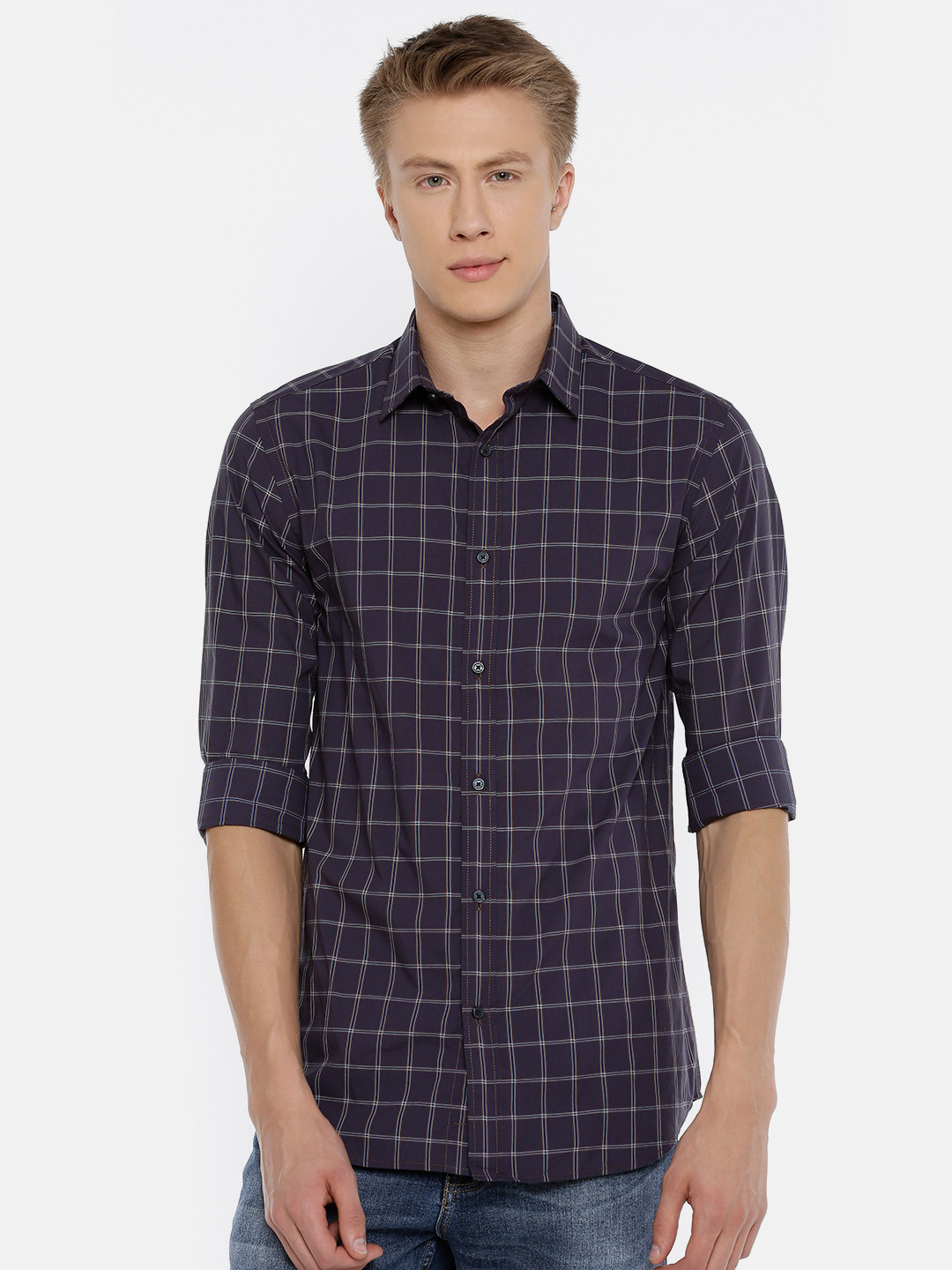 

Jack & Jones Men Blue Slim Fit Checked Casual Shirt