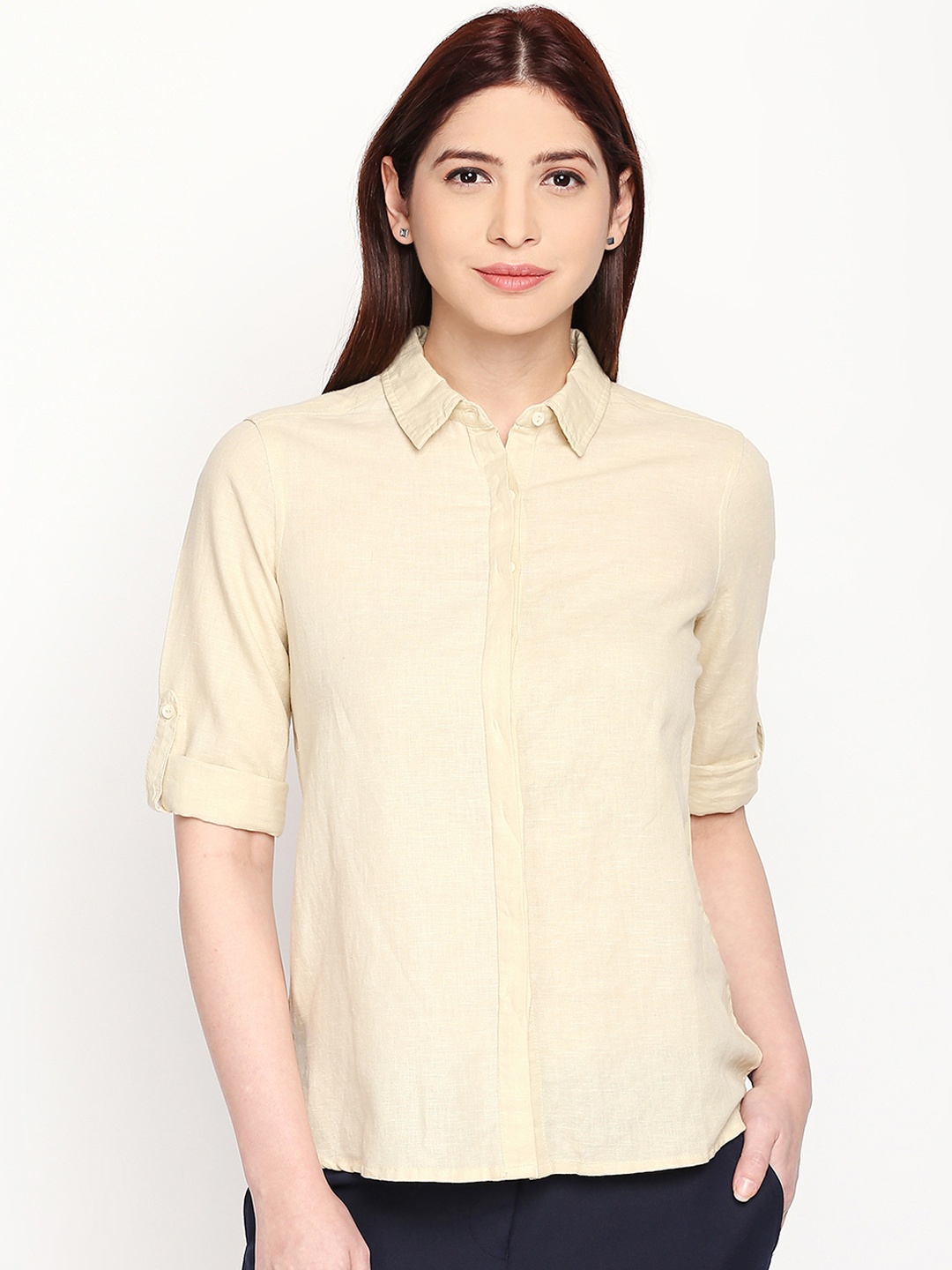 

Annabelle by Pantaloons Women Beige Regular Fit Solid Casual Shirt
