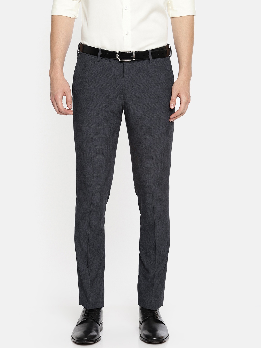 

U.S. Polo Assn. Tailored Men Charcoal Grey Slim Fit Solid Formal Trousers