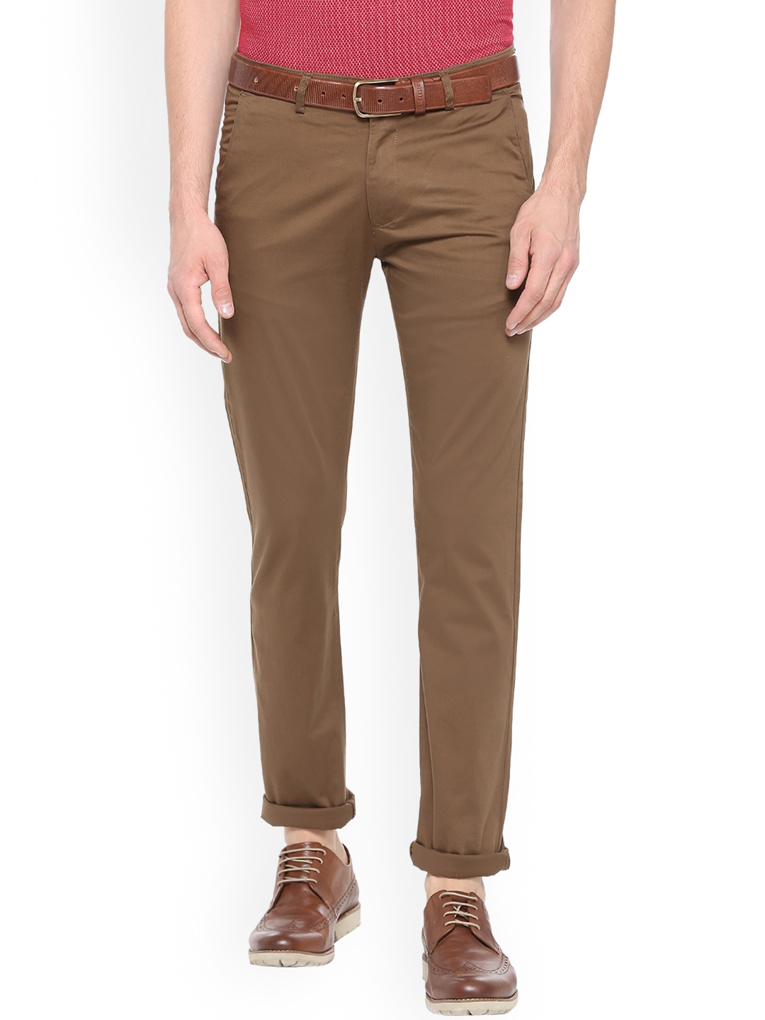 

Peter England Casuals Men Brown Slim Fit Solid Regular Trousers