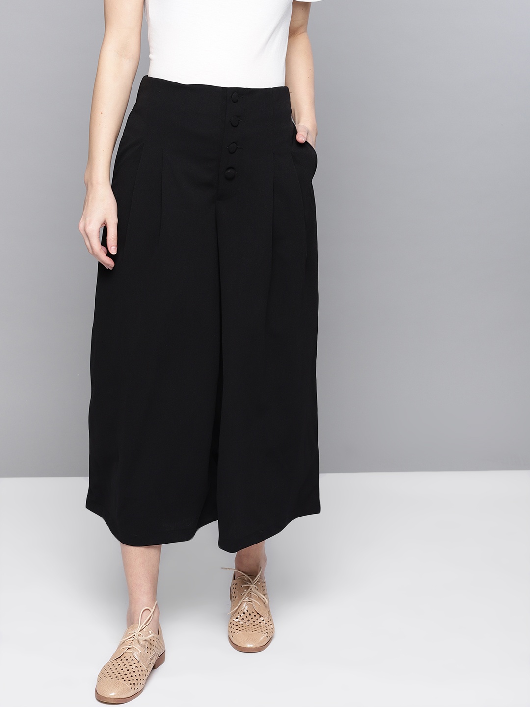 

Marie Claire Women Black Regular Fit Solid Culottes