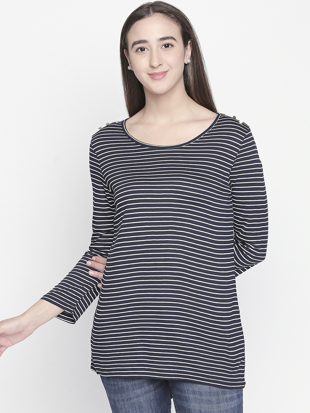 

Annabelle by Pantaloons Women Navy Blue Striped Top