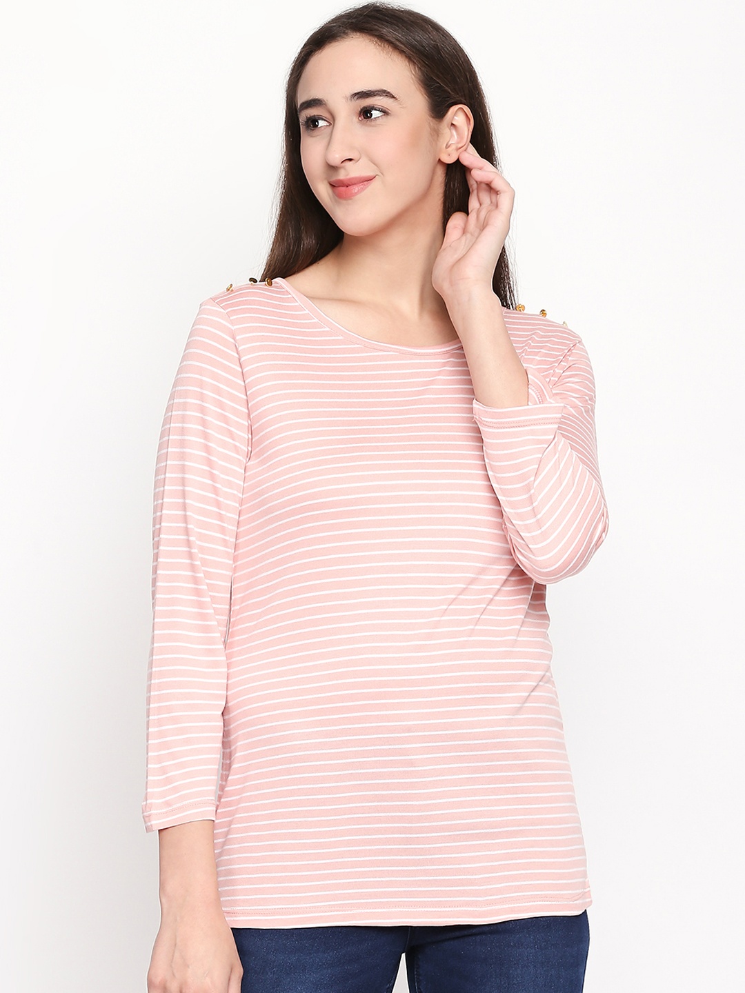 

Annabelle by Pantaloons Women Pink Striped Top