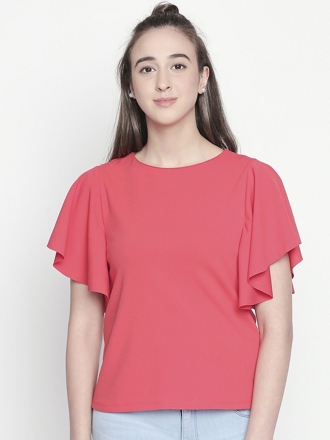 

Annabelle by Pantaloons Women Coral Solid Top