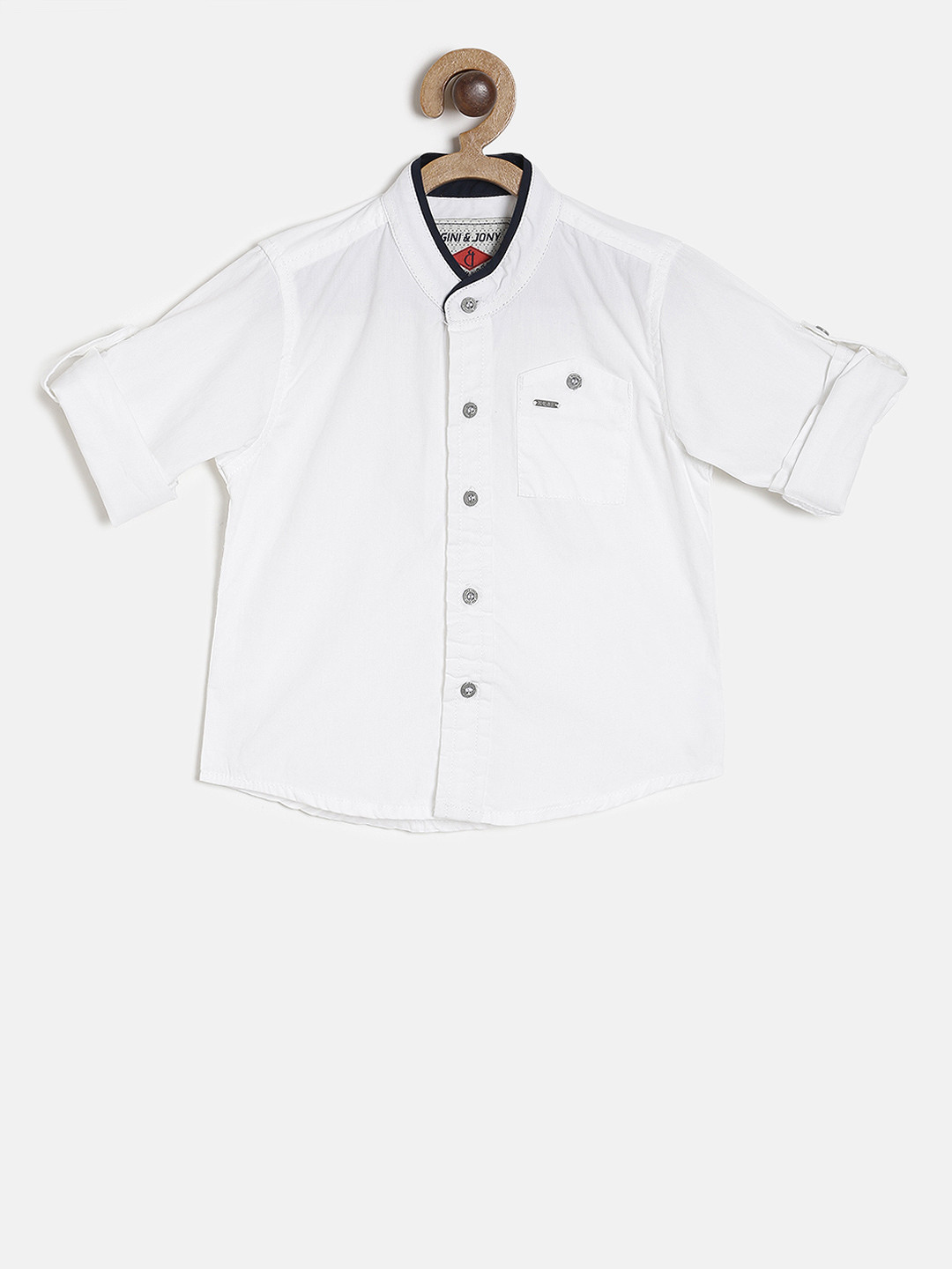 

Gini and Jony Boys White Solid Casual Shirt